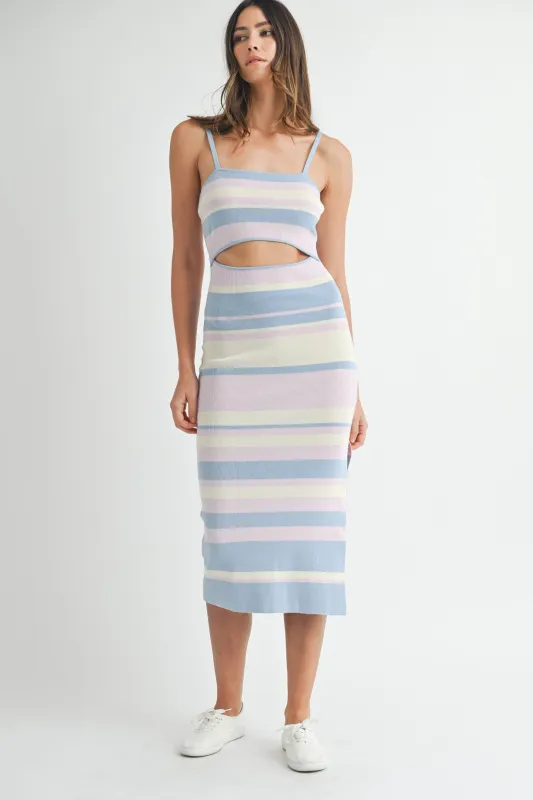 Nellie Cutout Midi Dress, Blue sold by Madison Boutique
