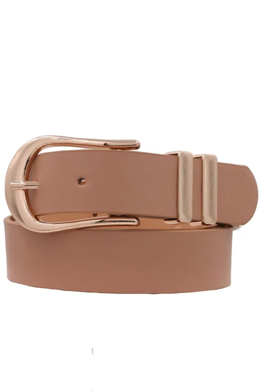 Elongated U Buckle Belt, Nude sold by Madison Boutique