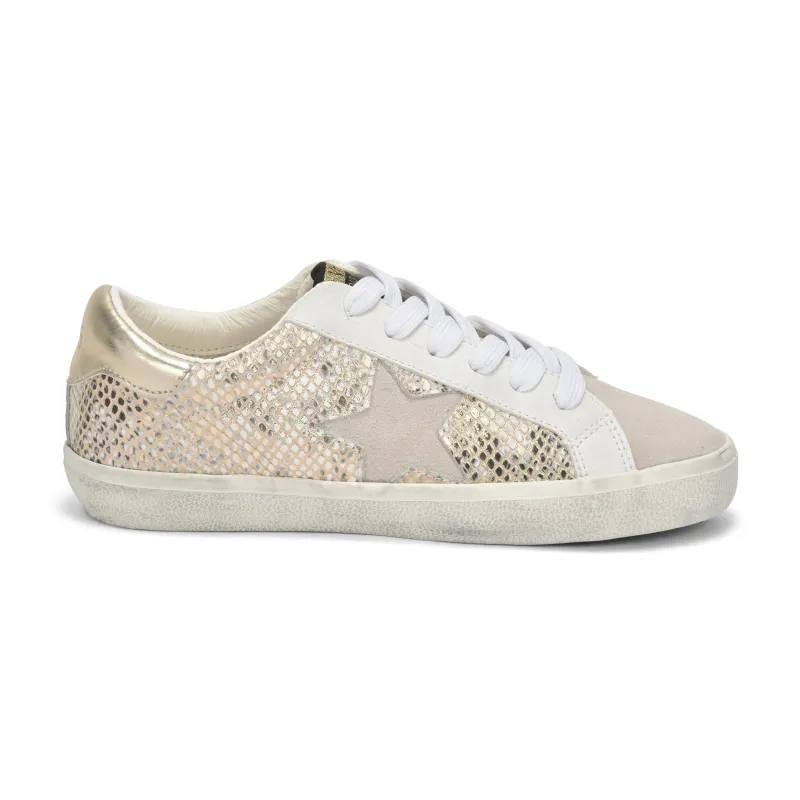 Kate Snakeskin Star Sneaker, Gold sold by Madison Boutique