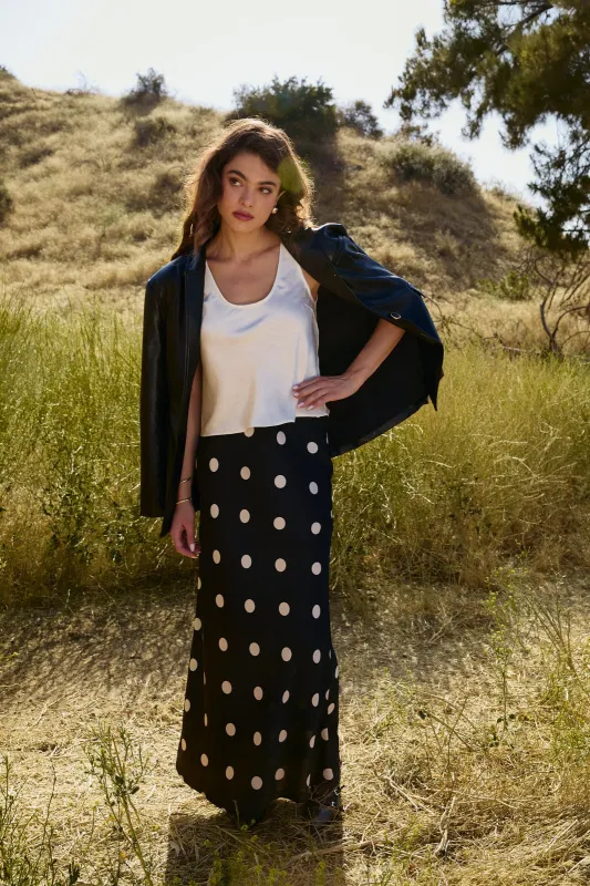 Gertie Polka Dot Midi Slip Skirt sold by Madison Boutique