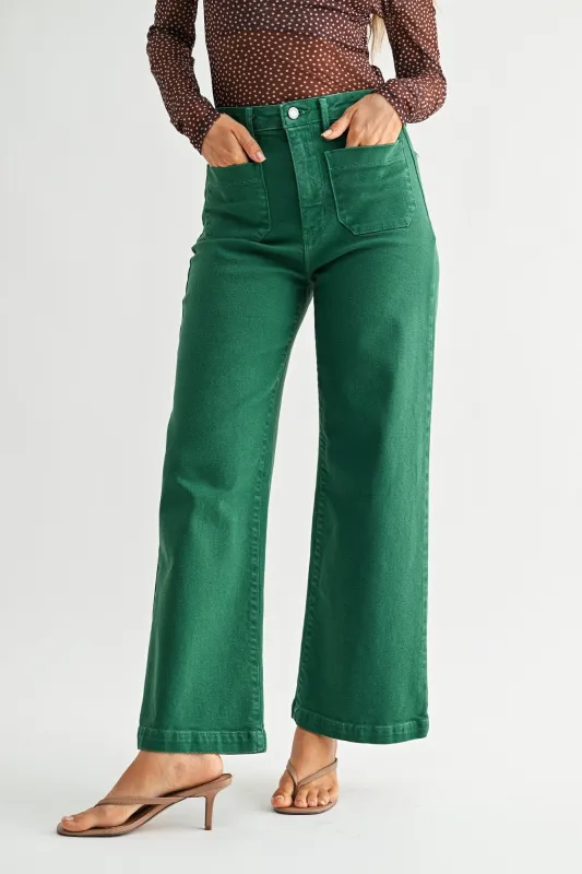 Patch Pocket Ankle Jean, Green made by Just Black Denim