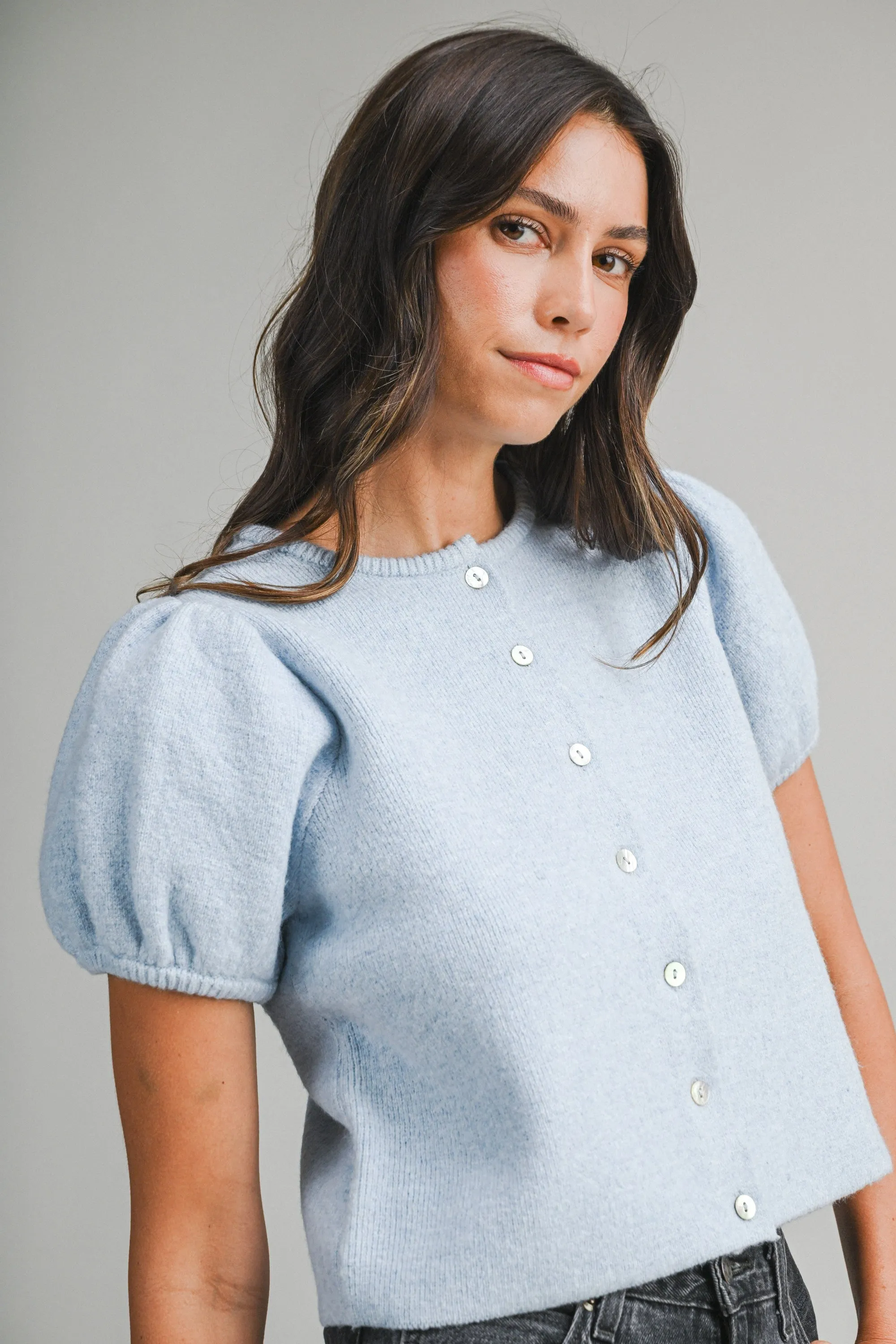 Charlotte Puff Sleeve Sweater, Blue sold by Madison Boutique product image thumbnail 2