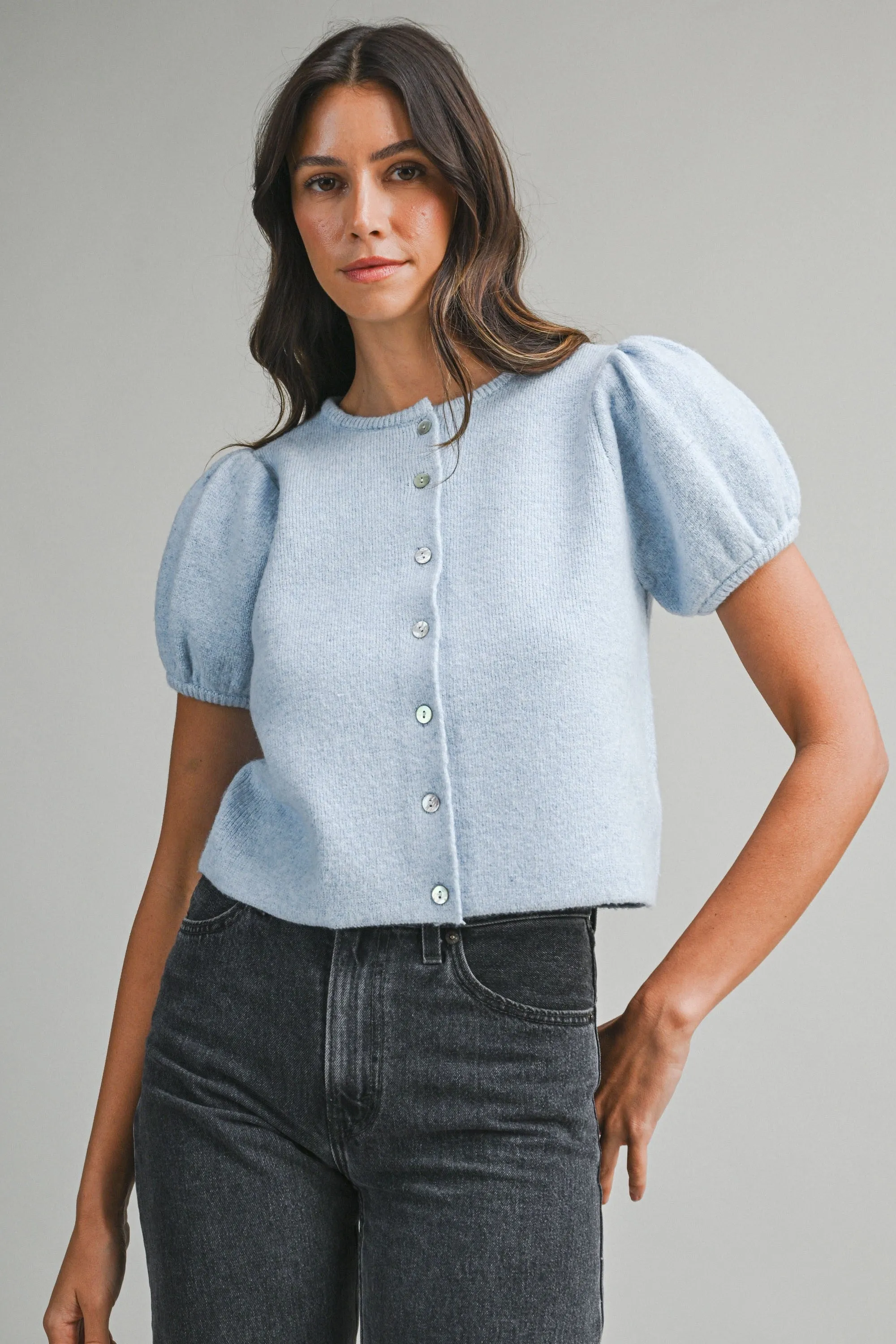 Charlotte Puff Sleeve Sweater, Blue sold by Madison Boutique product image thumbnail 5