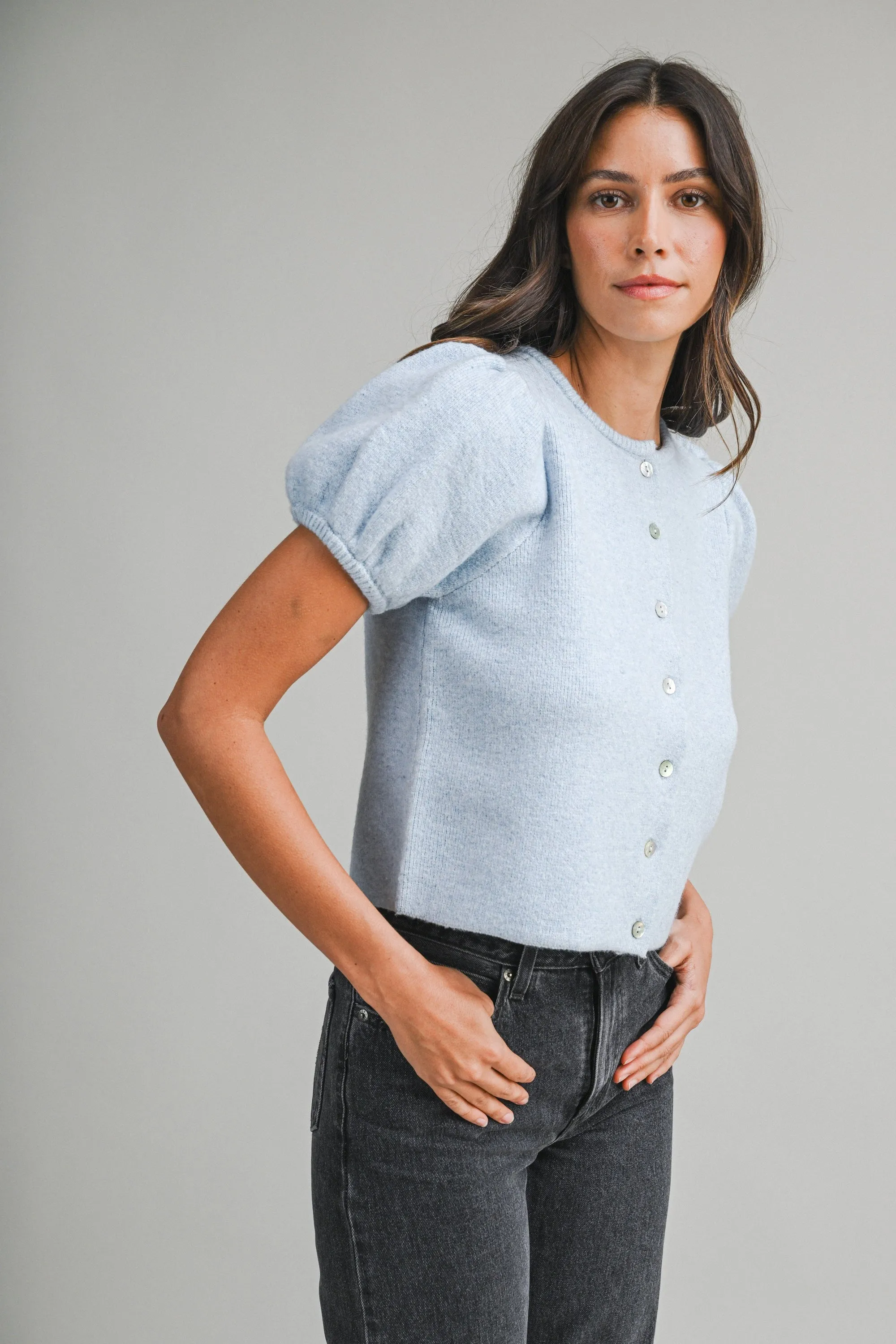 Charlotte Puff Sleeve Sweater, Blue sold by Madison Boutique product image thumbnail 3
