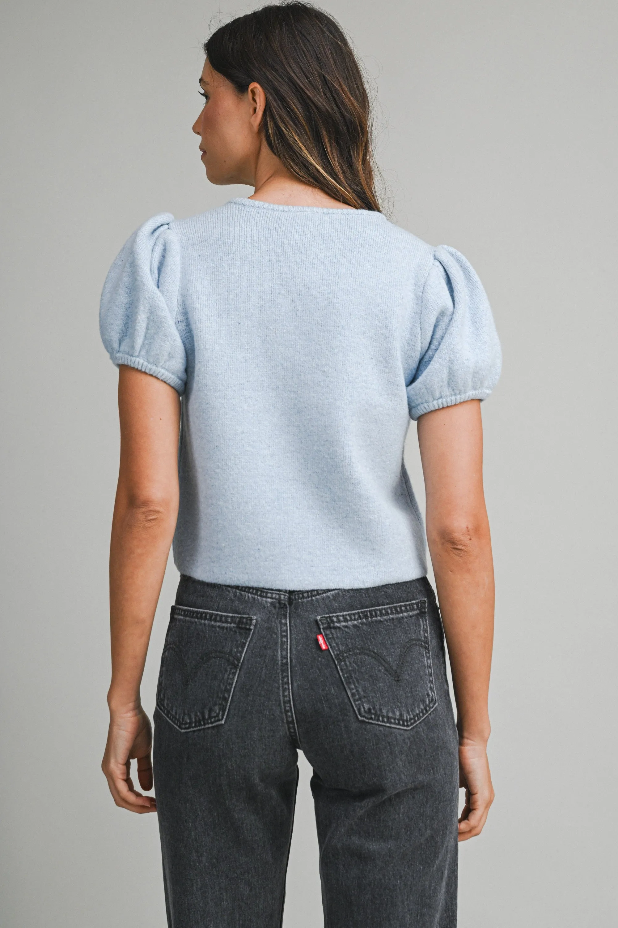 Charlotte Puff Sleeve Sweater, Blue sold by Madison Boutique product image thumbnail 4
