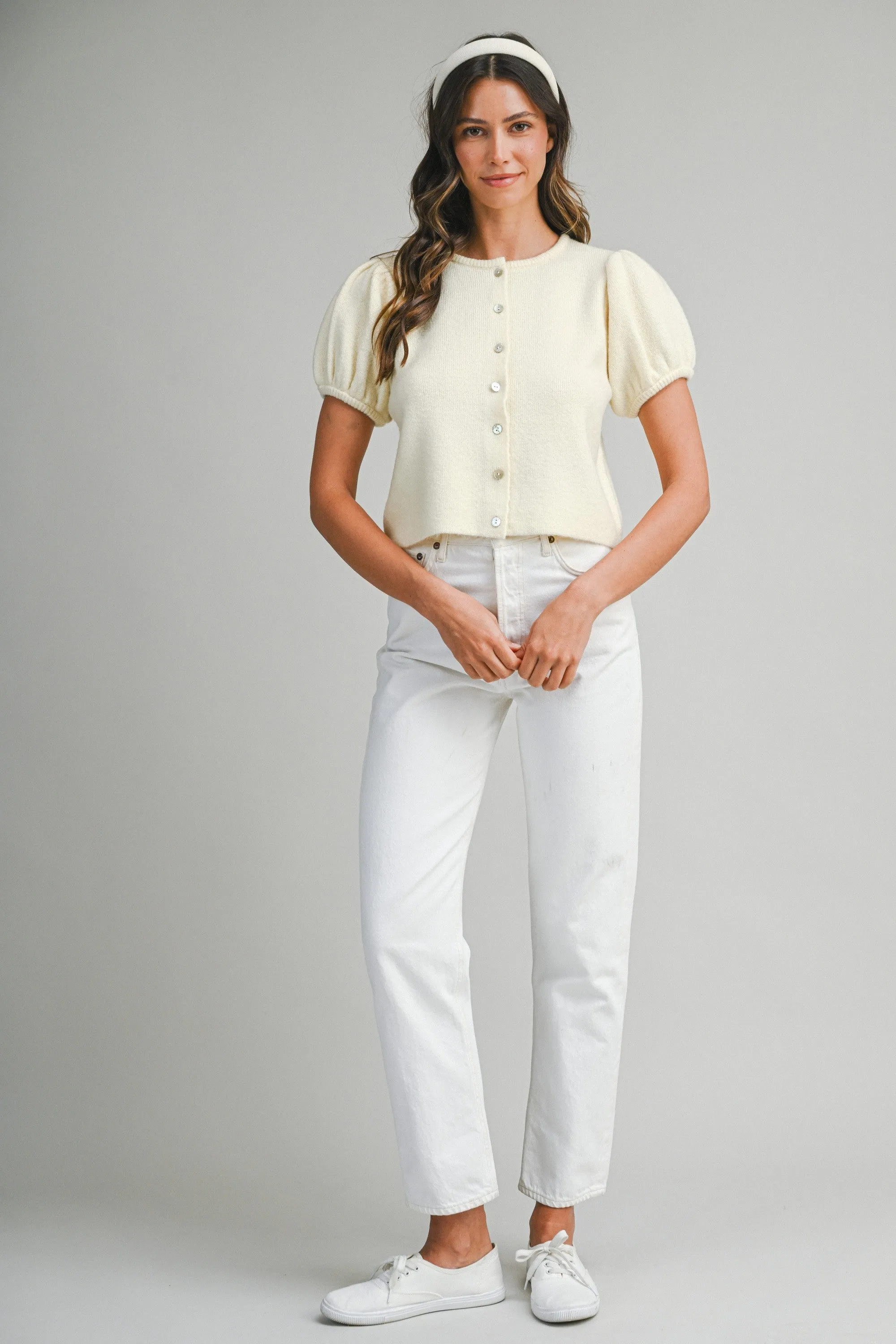 Charlotte Puff Sleeve Sweater, Butter sold by Madison Boutique product image thumbnail 2
