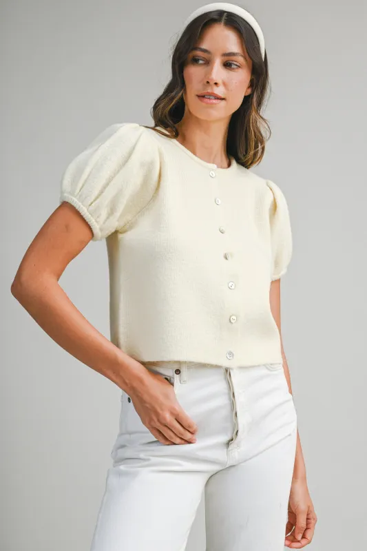 Charlotte Puff Sleeve Sweater, Butter made by MABLE