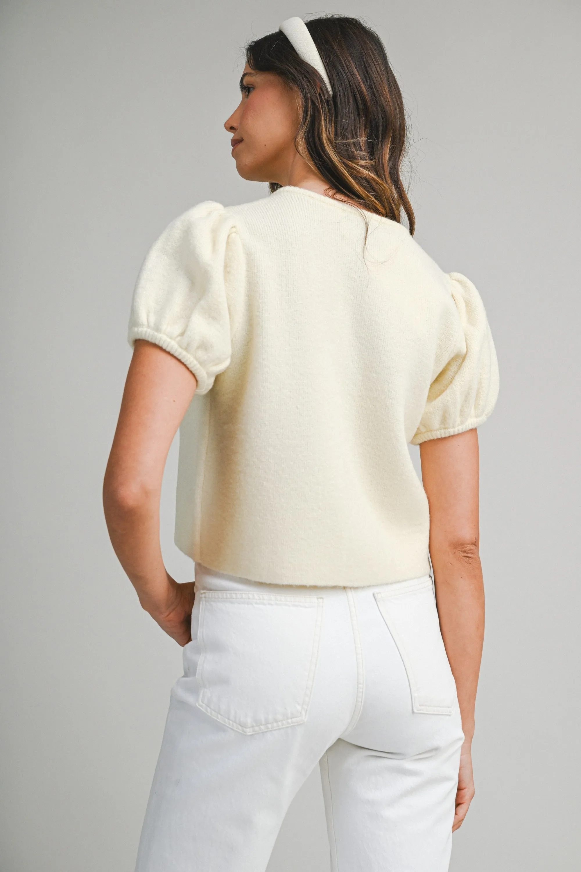 Charlotte Puff Sleeve Sweater, Butter sold by Madison Boutique product image thumbnail 4