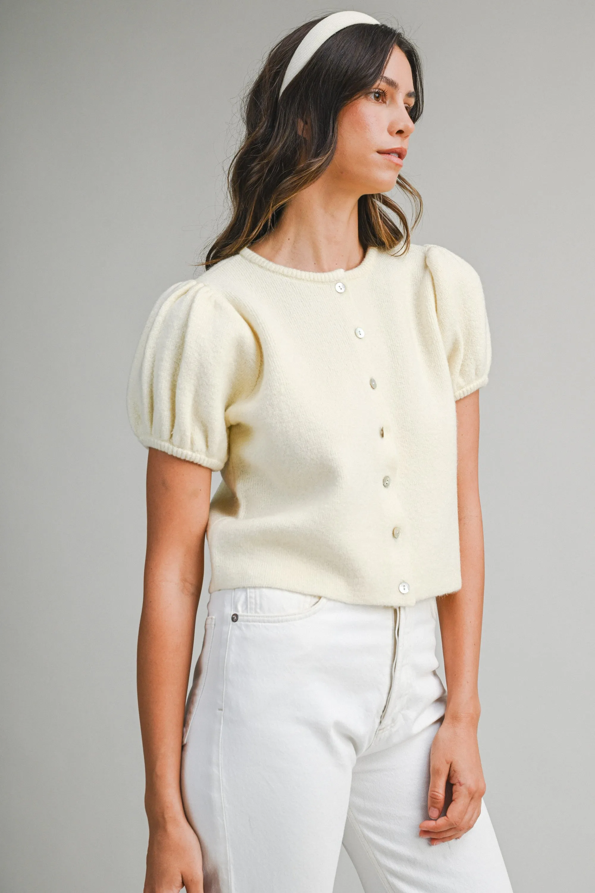 Charlotte Puff Sleeve Sweater, Butter sold by Madison Boutique product image thumbnail 5