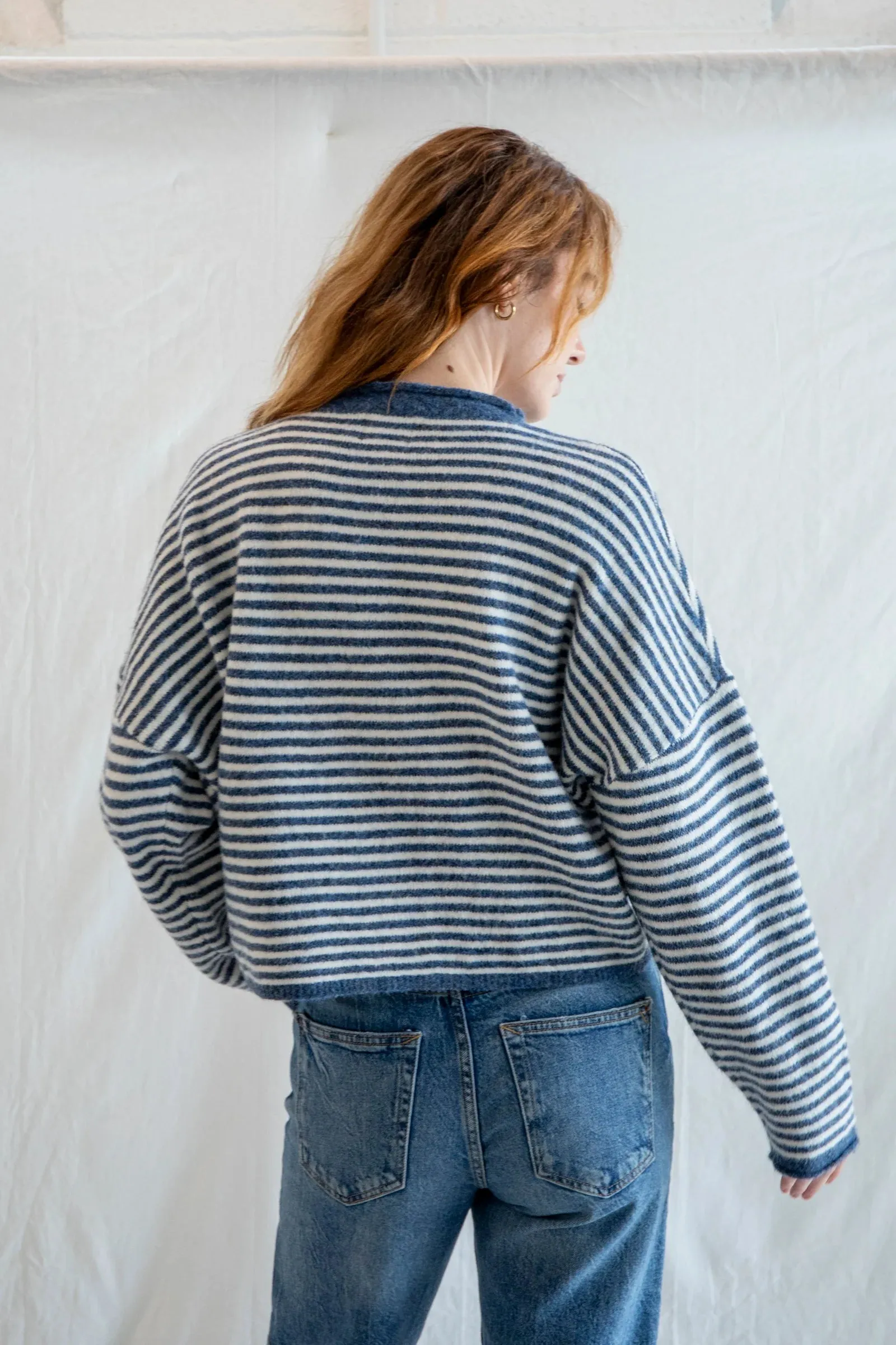 Harbour Striped Cardigan, Denim sold by Madison Boutique product image thumbnail 3