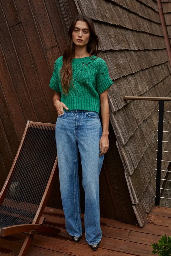 Cali Crochet Sweater, Green sold by Madison Boutique product image thumbnail 2