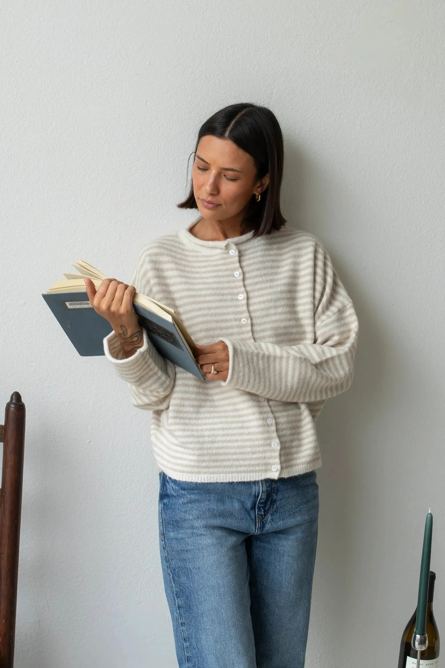 Harbour Striped Cardigan, Cream sold by Madison Boutique product image thumbnail 2