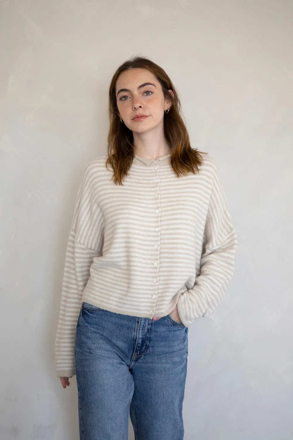 Harbour Striped Cardigan, Cream sold by Madison Boutique product image thumbnail 3