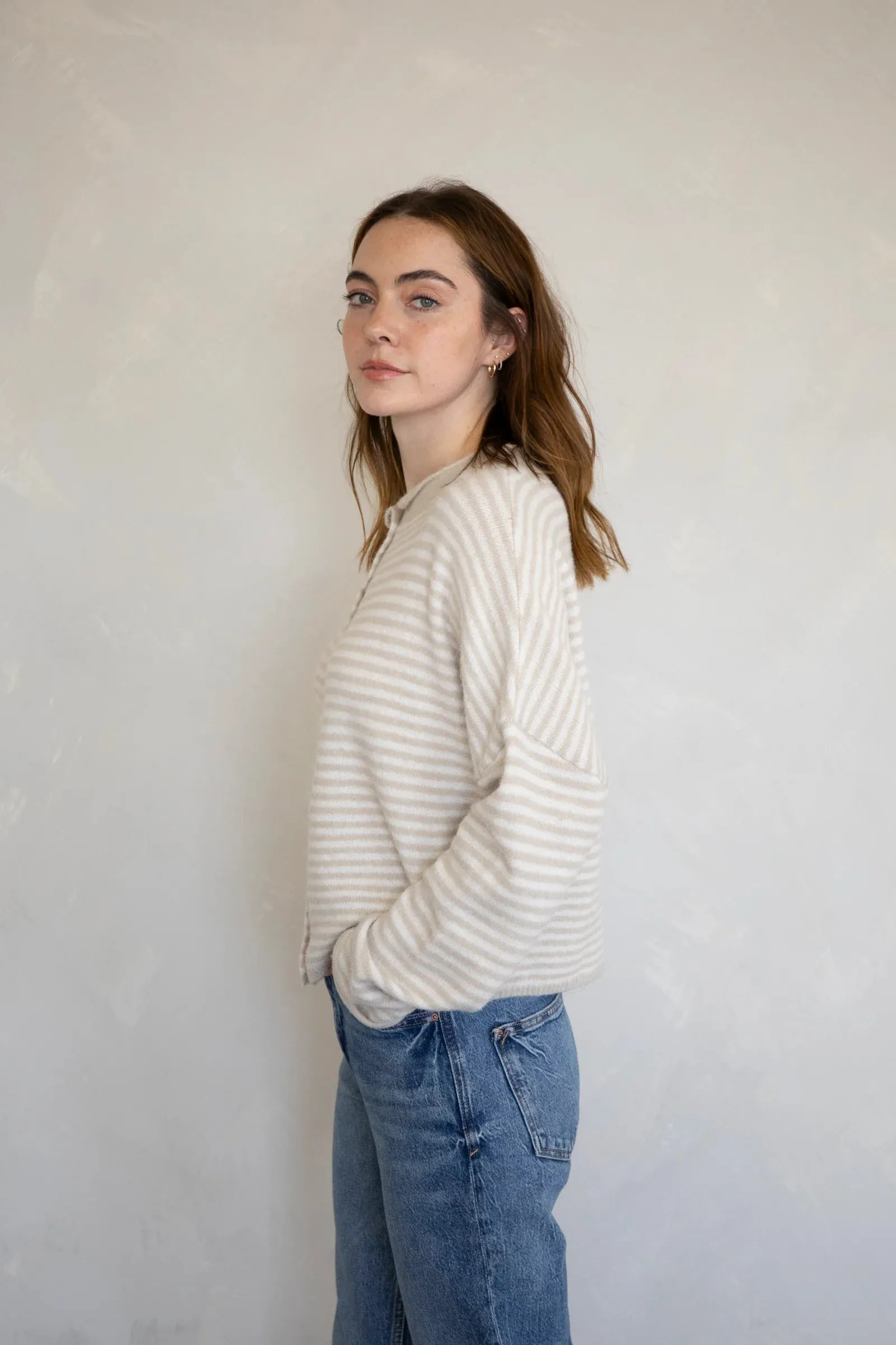 Harbour Striped Cardigan, Cream sold by Madison Boutique product image thumbnail 4