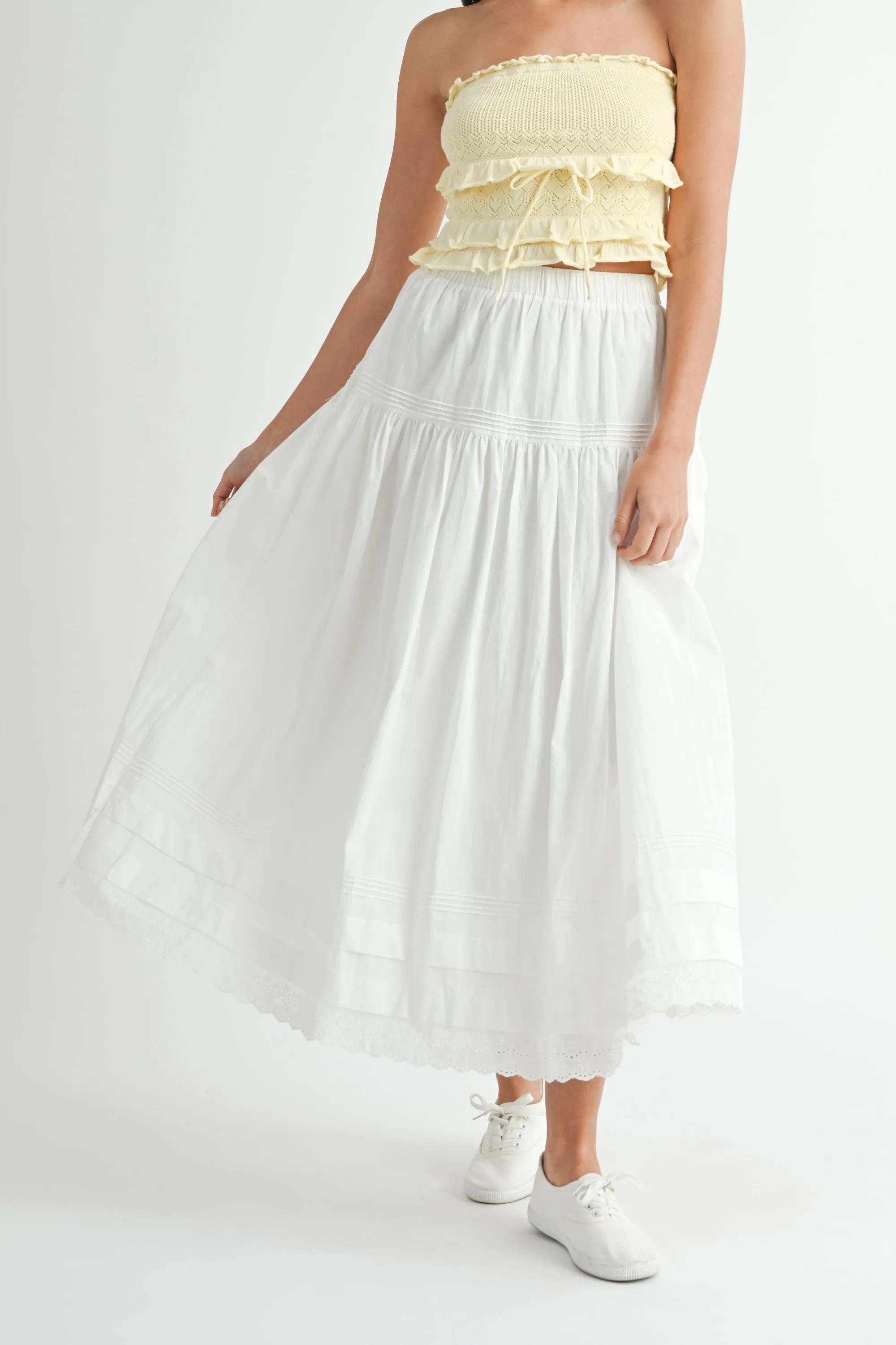 Dune Eyelet Midi Skirt, White sold by Madison Boutique product image thumbnail 2