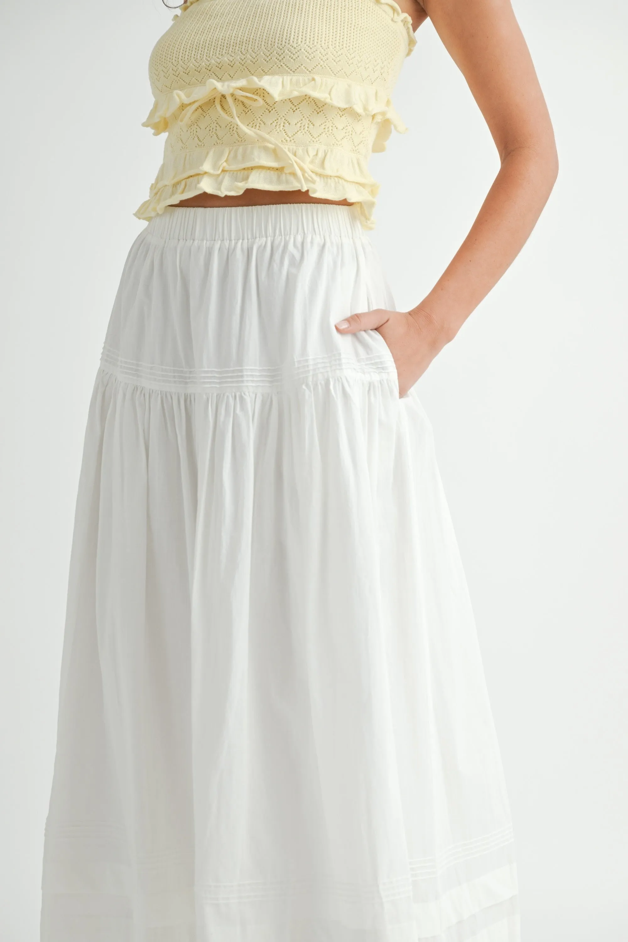 Dune Eyelet Midi Skirt, White sold by Madison Boutique product image thumbnail 4