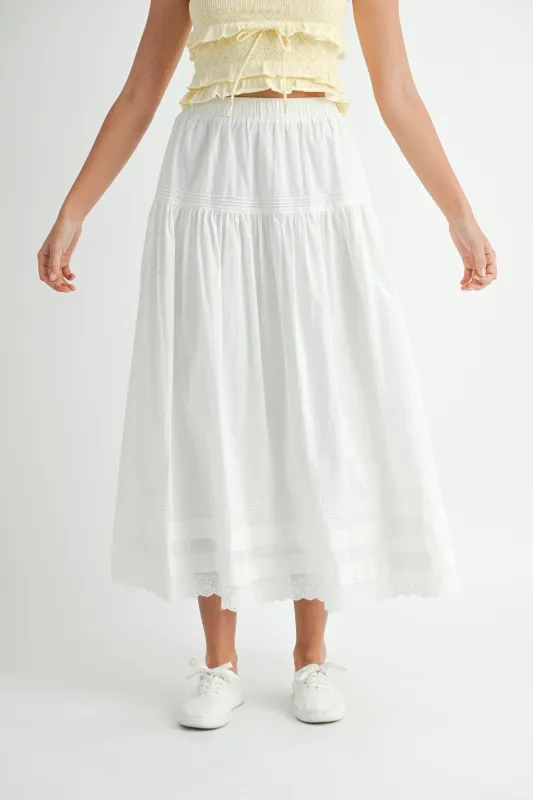 Dune Eyelet Midi Skirt, White sold by Madison Boutique
