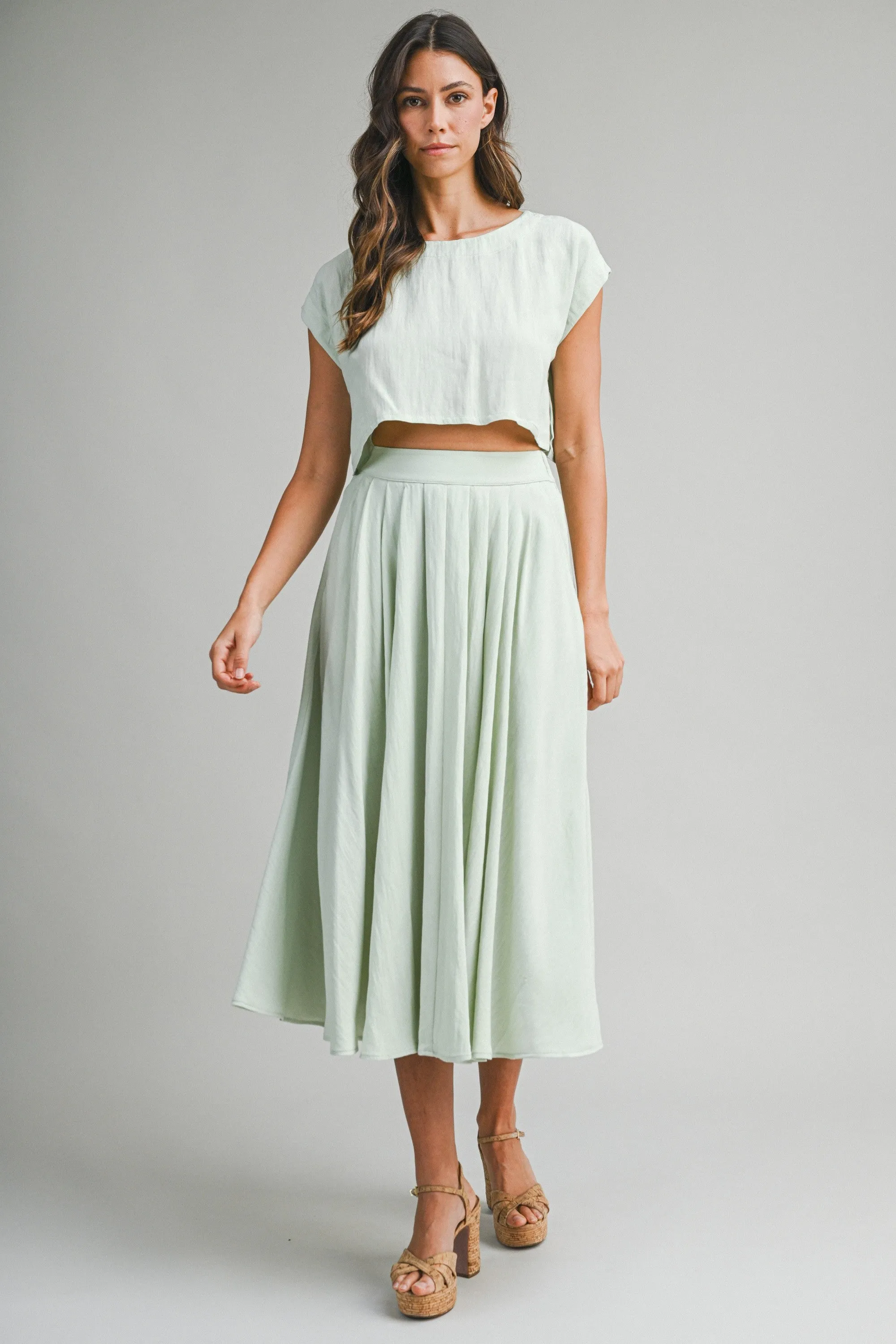 Hampstead Midi Skirt Set, Sage sold by Madison Boutique