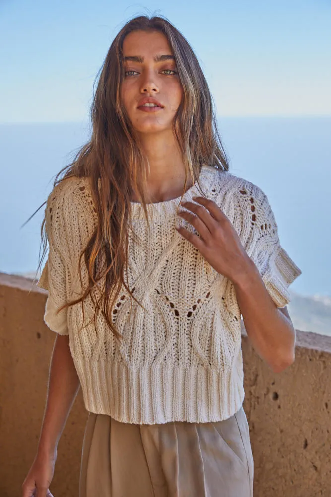 Cali Crochet Sweater, Cream sold by Madison Boutique product image thumbnail 2