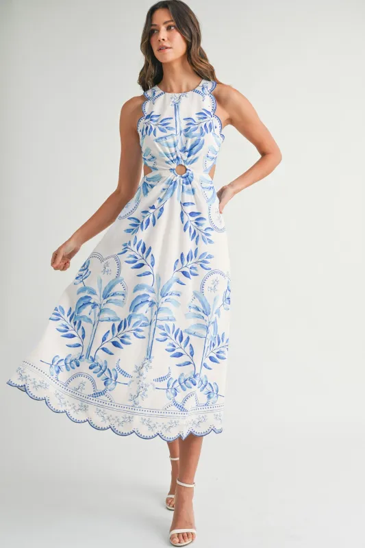 Doral Scalloped Hem Midi Dress made by MABLE