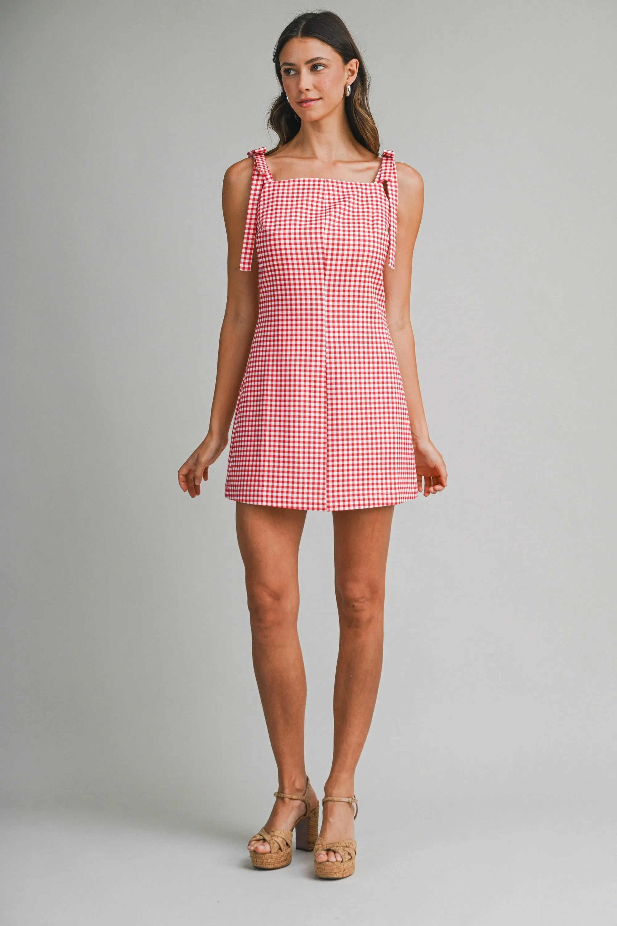 Tinka Bow Shoulder Gingham Dress sold by Madison Boutique product image thumbnail 3