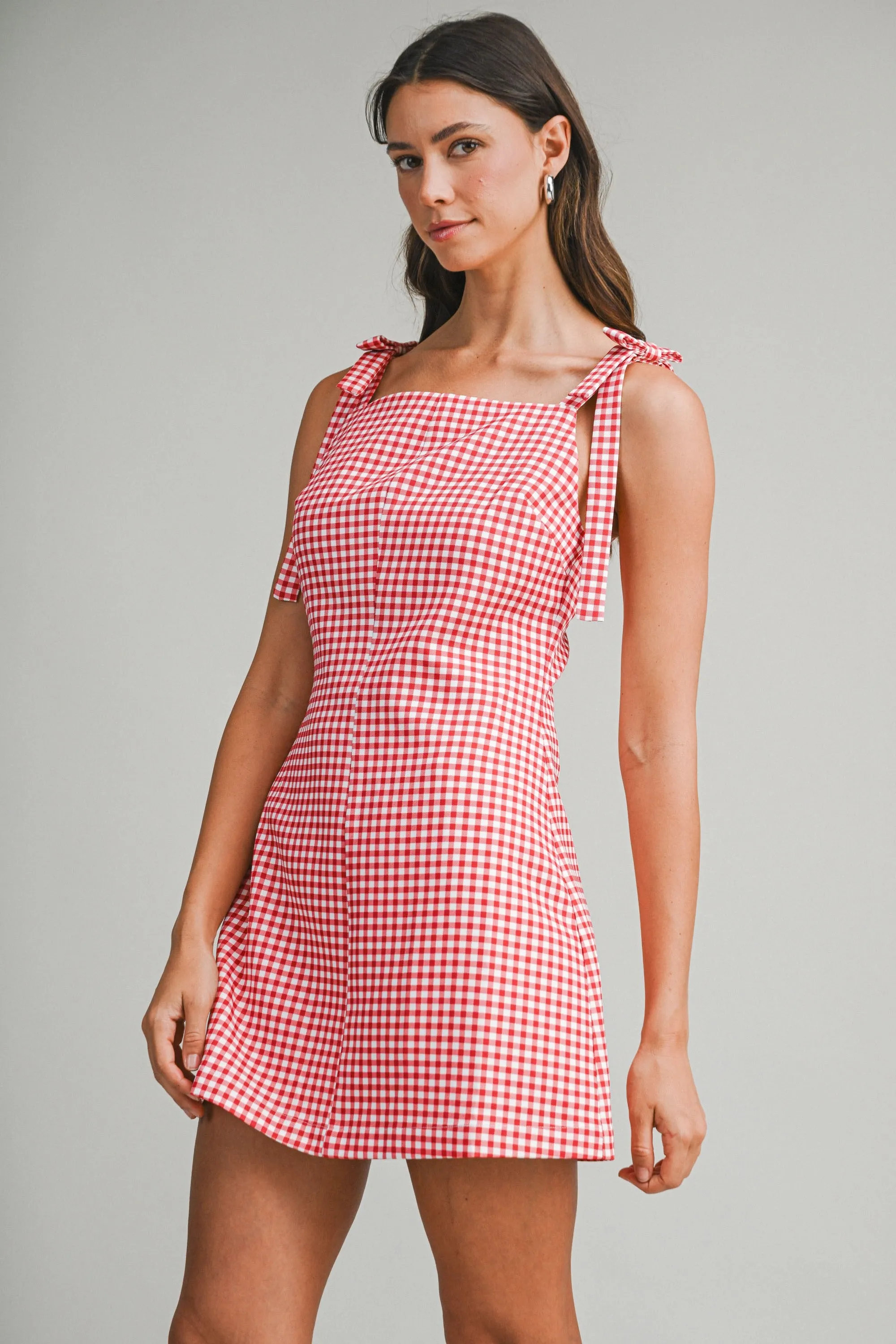 Tinka Bow Shoulder Gingham Dress sold by Madison Boutique product image thumbnail 4