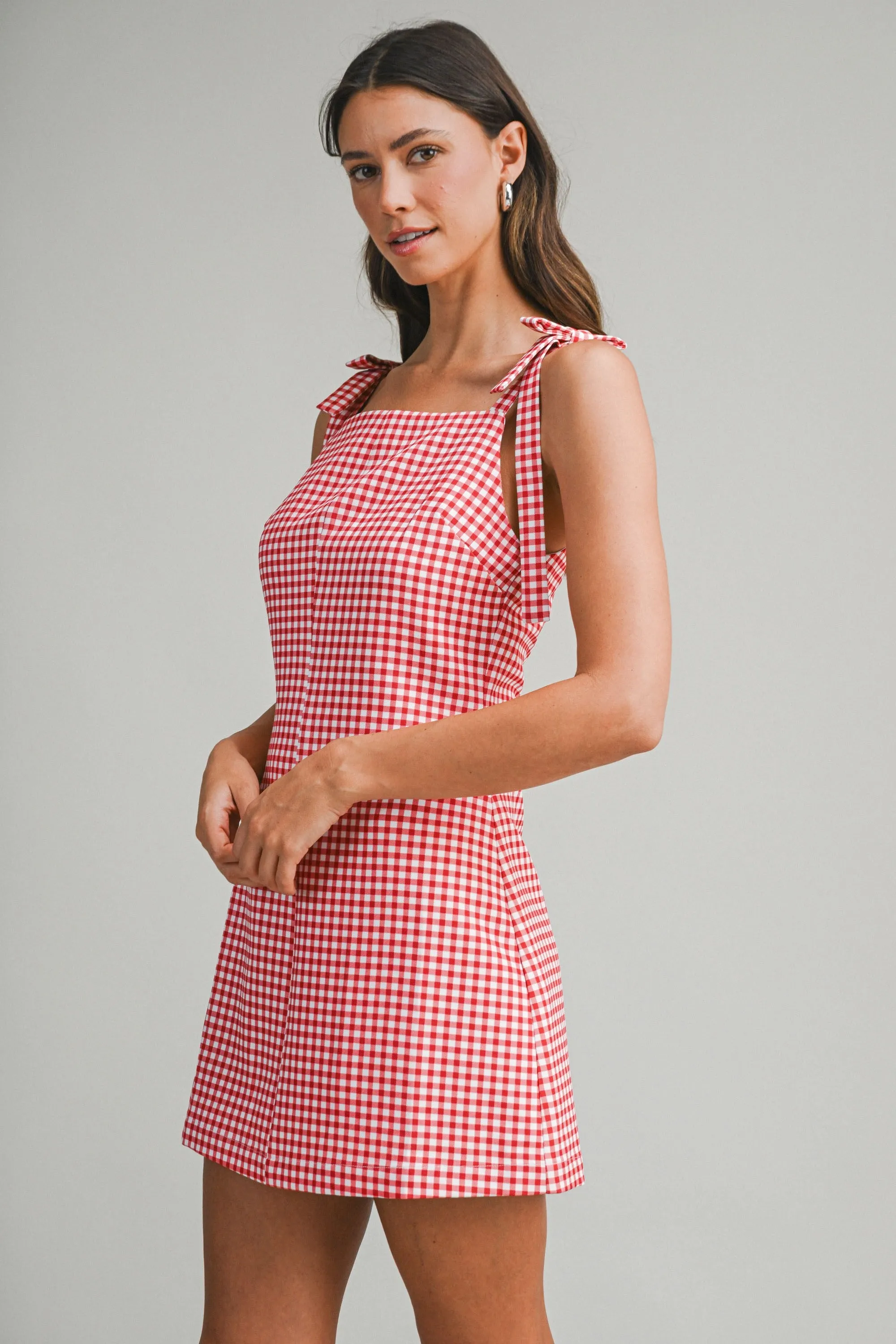Tinka Bow Shoulder Gingham Dress sold by Madison Boutique product image thumbnail 5