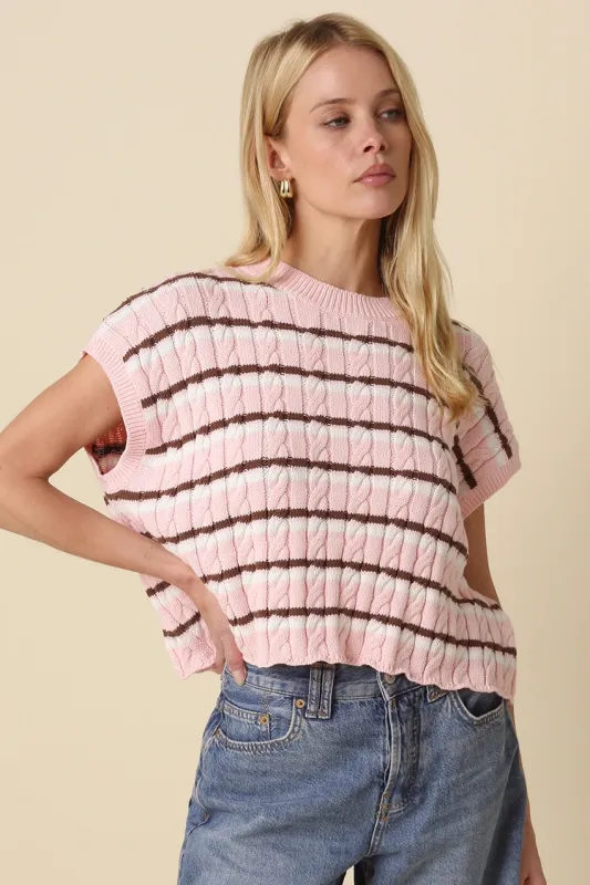 Laci Cable Knit Sweater Vest made by Olivaceous