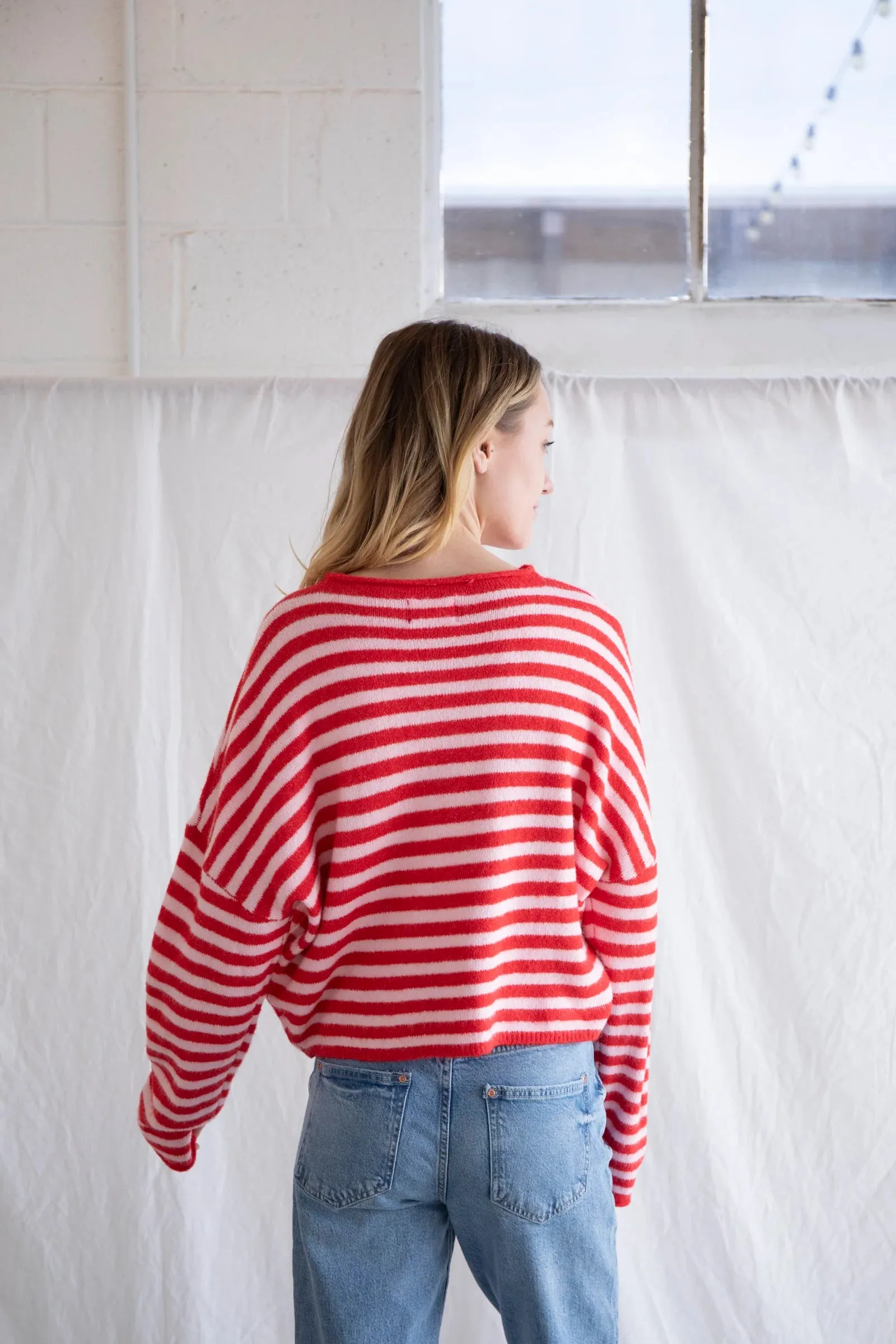 Allen Striped Cardigan, Red/Pink sold by Madison Boutique product image thumbnail 3