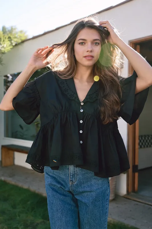 Abbott Eyelet Trim Blouse sold by Madison Boutique
