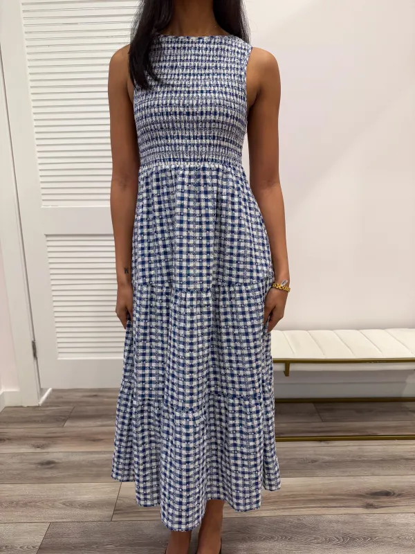 Zosia Gingham Smocked Midi Dress sold by Madison Boutique