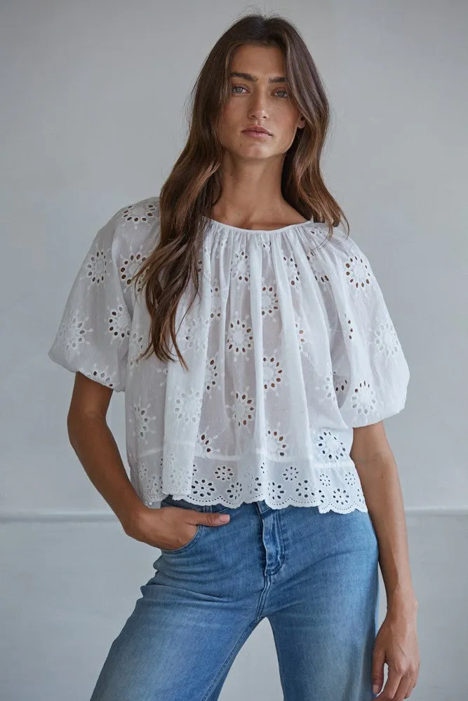 Alexie Eyelet Top sold by Madison Boutique