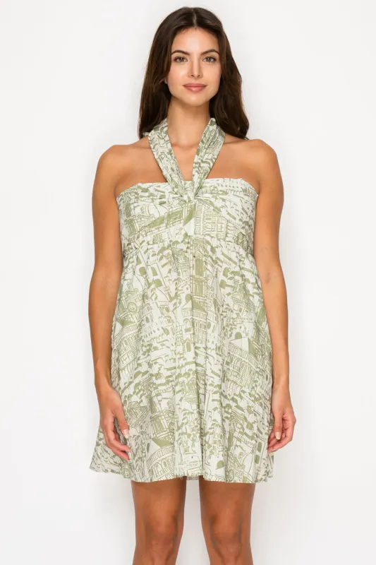 Verdant Sketch Halter Dress sold by Madison Boutique