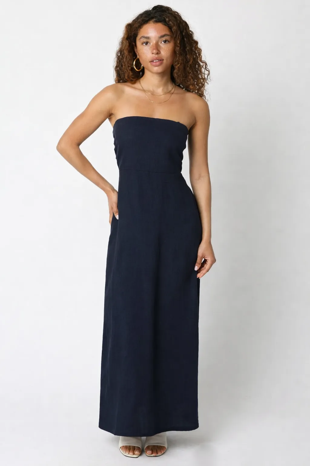 Wiliford Linen Maxi Dress, Navy sold by Madison Boutique