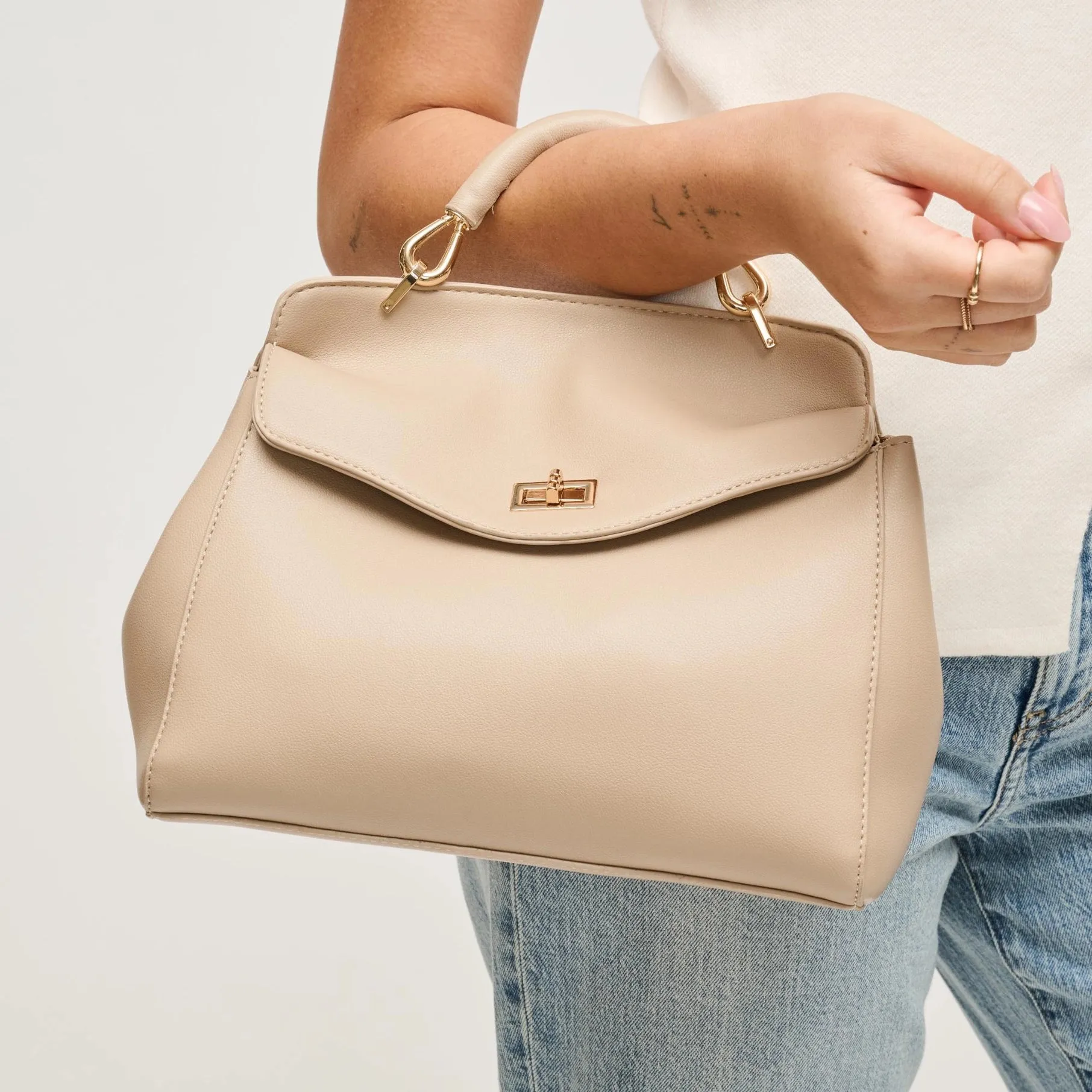 Liza Satchel Crossbody, Natural sold by Madison Boutique