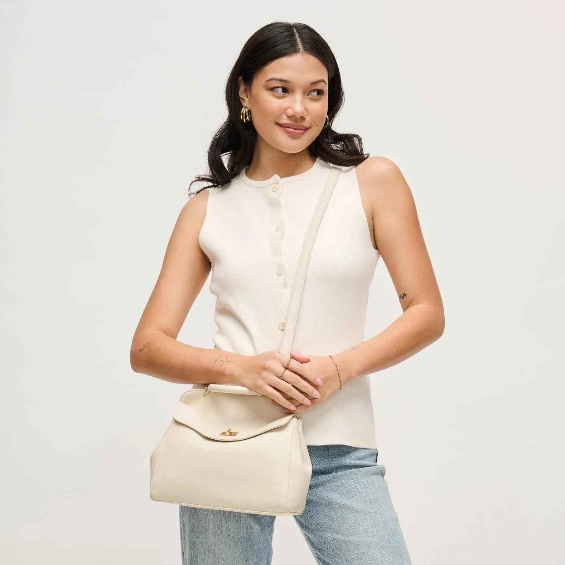 Liza Satchel Crossbody, Ivory sold by Madison Boutique product image thumbnail 3