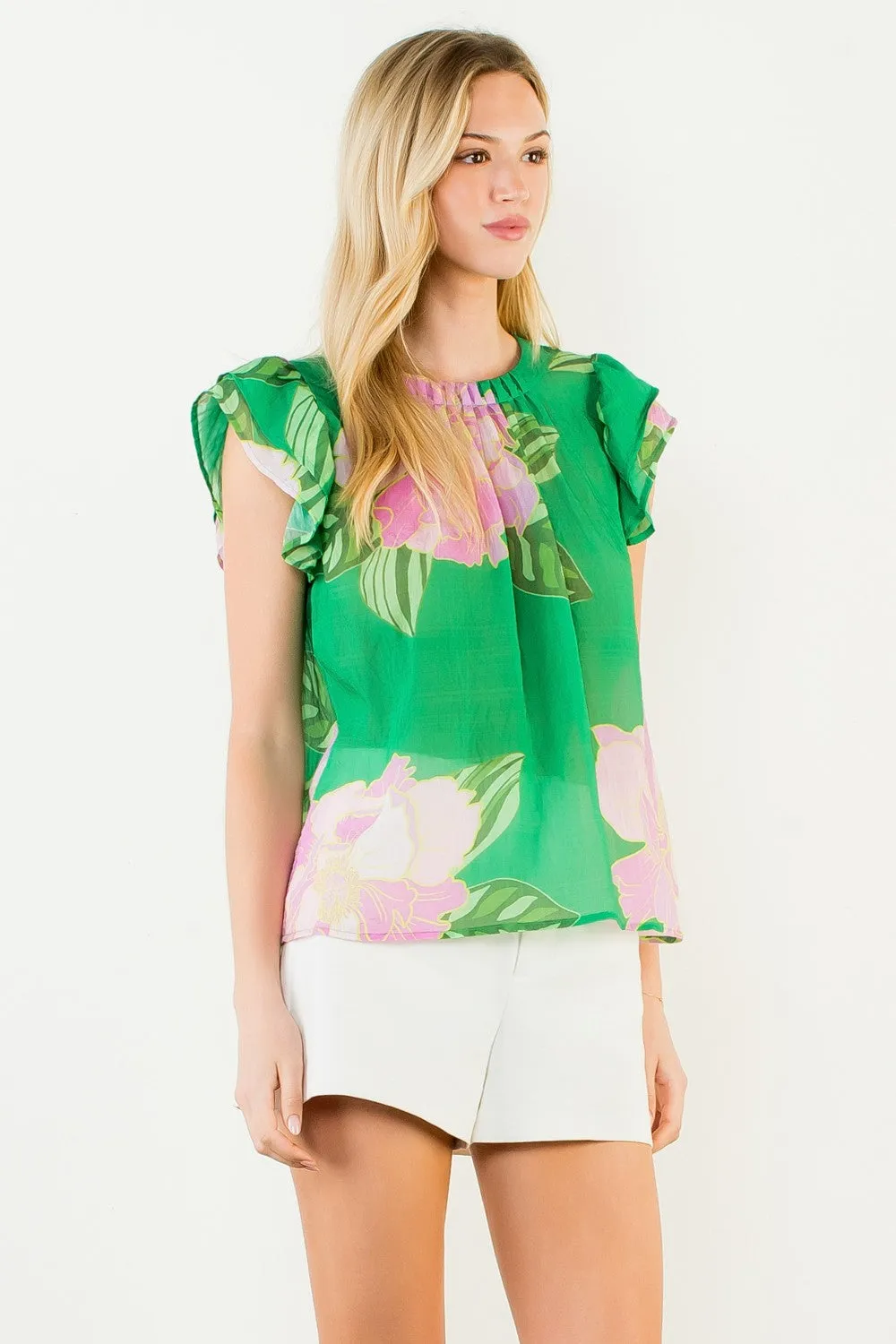 Coraline Floral Flutter Top sold by Madison Boutique