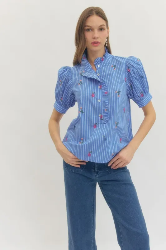 Shay Floral Embroidery Blouse sold by Madison Boutique