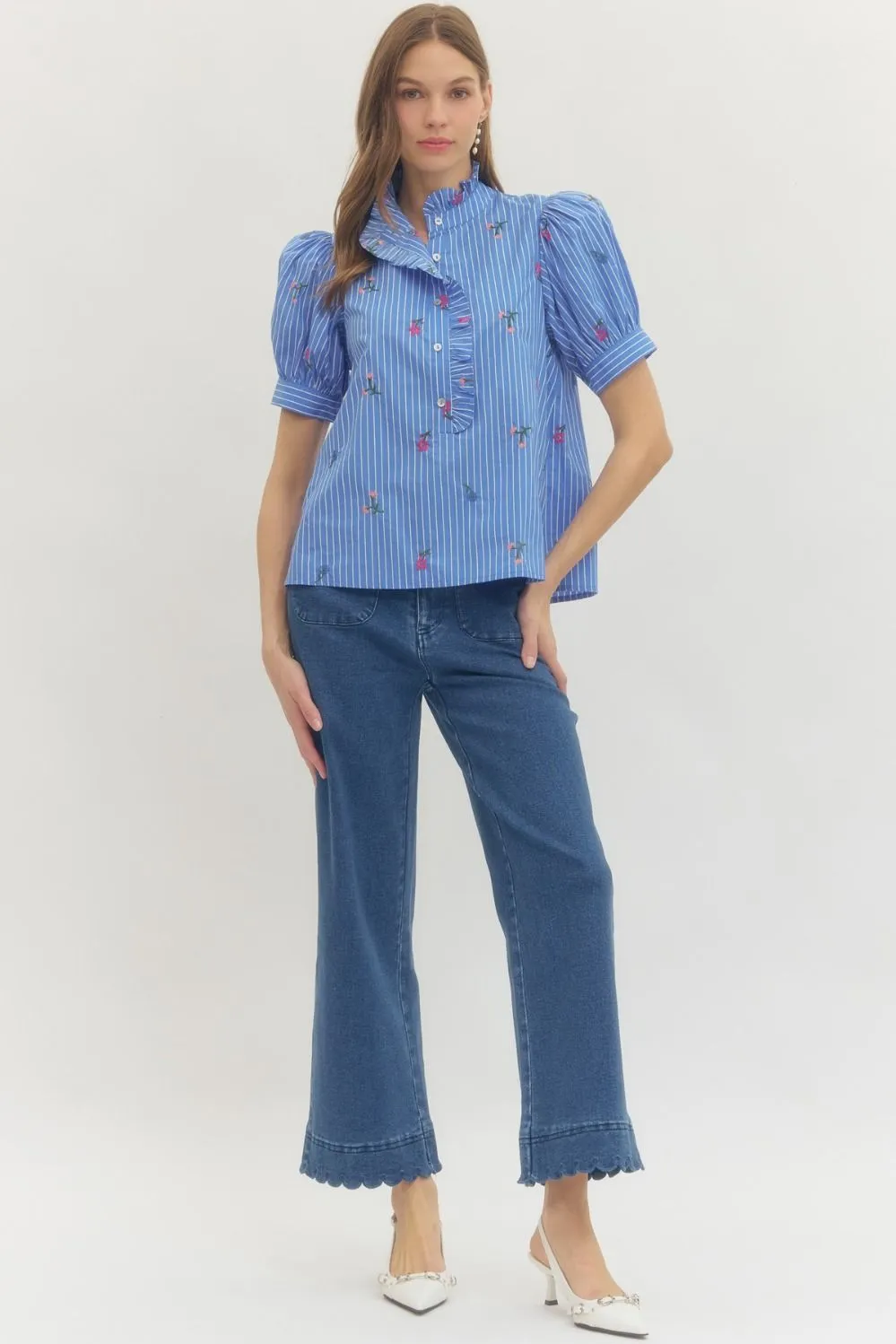 Shay Floral Embroidery Blouse sold by Madison Boutique product image thumbnail 3