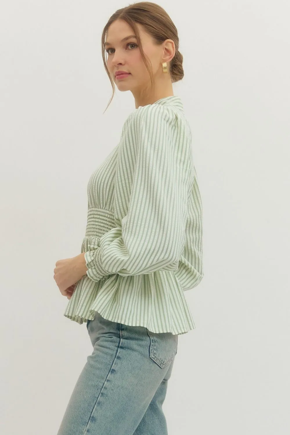 Trevor Striped Zip Up Blouse sold by Madison Boutique product image thumbnail 4
