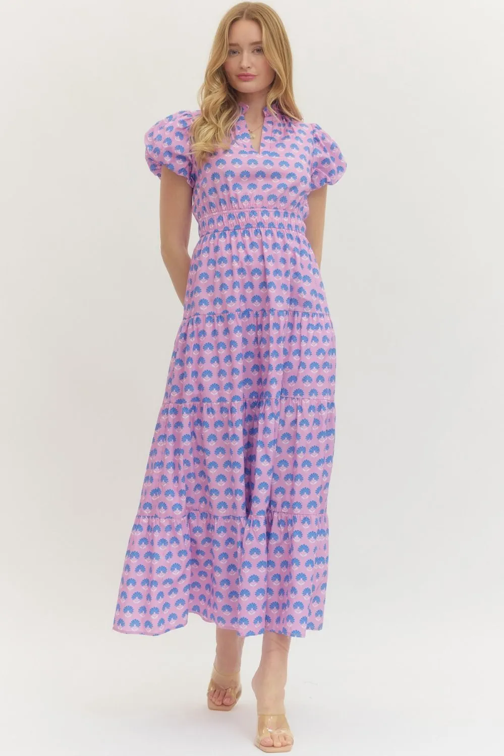 Verbena Floral Tiered Midi Dress sold by Madison Boutique