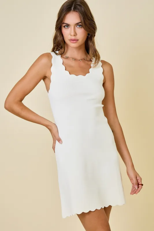 Reva Scallop Trim Knit Dress made by Day + Moon