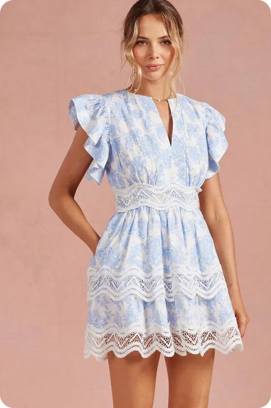 Leah Crochet Trim Floral Dress sold by Madison Boutique