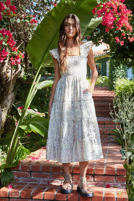 Vanna Floral Midi Nap Dress made by By Together