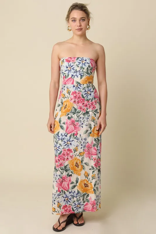 Adria Floral Strapless Maxi Dress sold by Madison Boutique