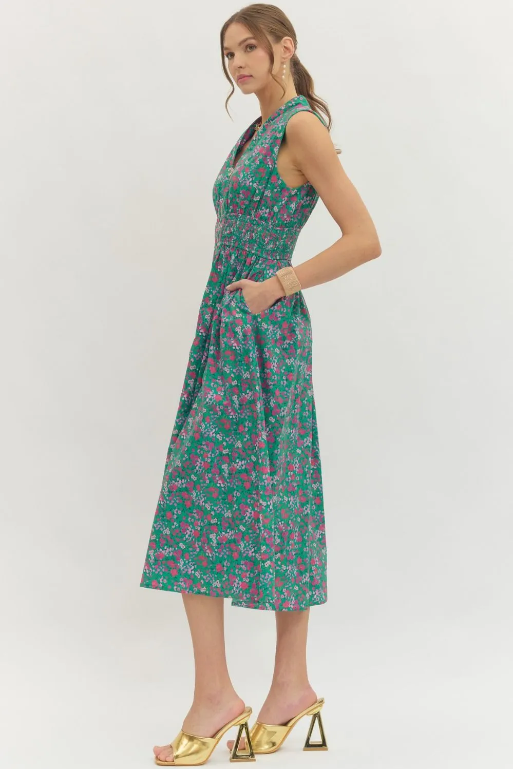 Marla Floral Zip Front Midi Dress sold by Madison Boutique product image thumbnail 3