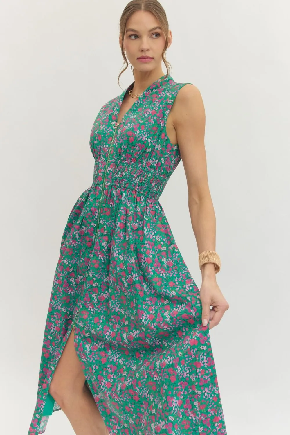 Marla Floral Zip Front Midi Dress sold by Madison Boutique product image thumbnail 5