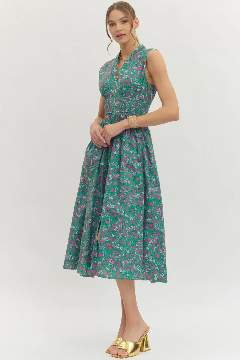 Marla Floral Zip Front Midi Dress sold by Madison Boutique product image thumbnail 2