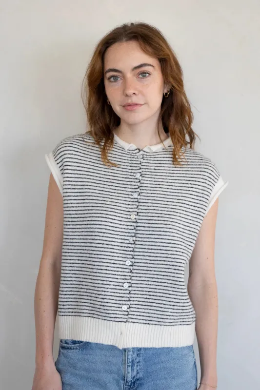 Marina Striped Vest, Ivory made by Things Between