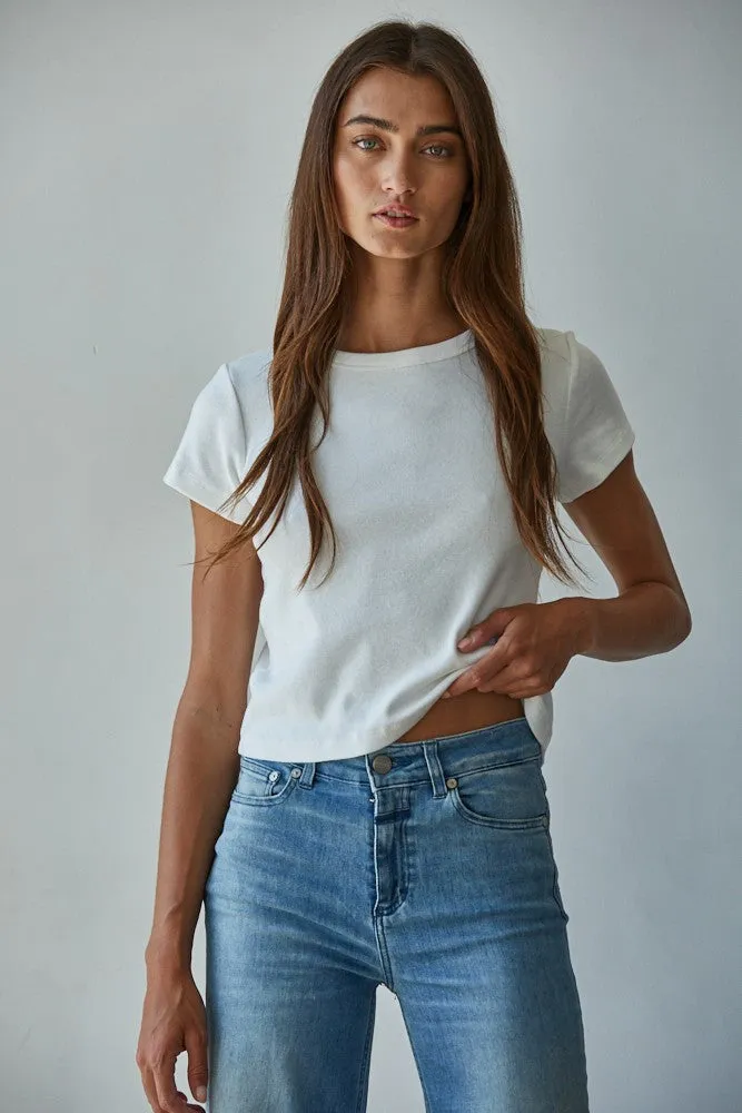 Everyday Cotton Crop Tee, White sold by Madison Boutique